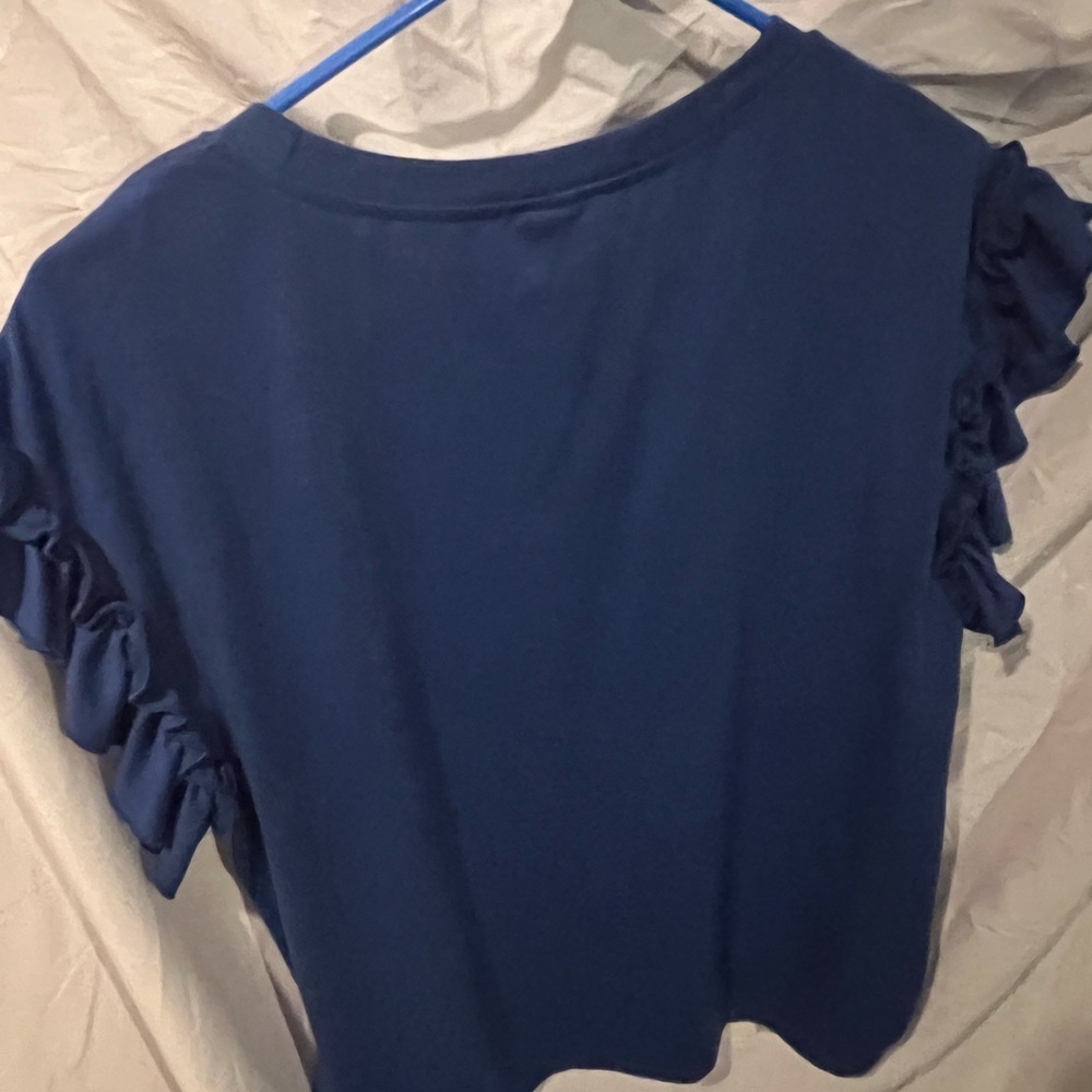 SHEIN Blue Ruffle Sleeve Tee - Picture 3 of 3